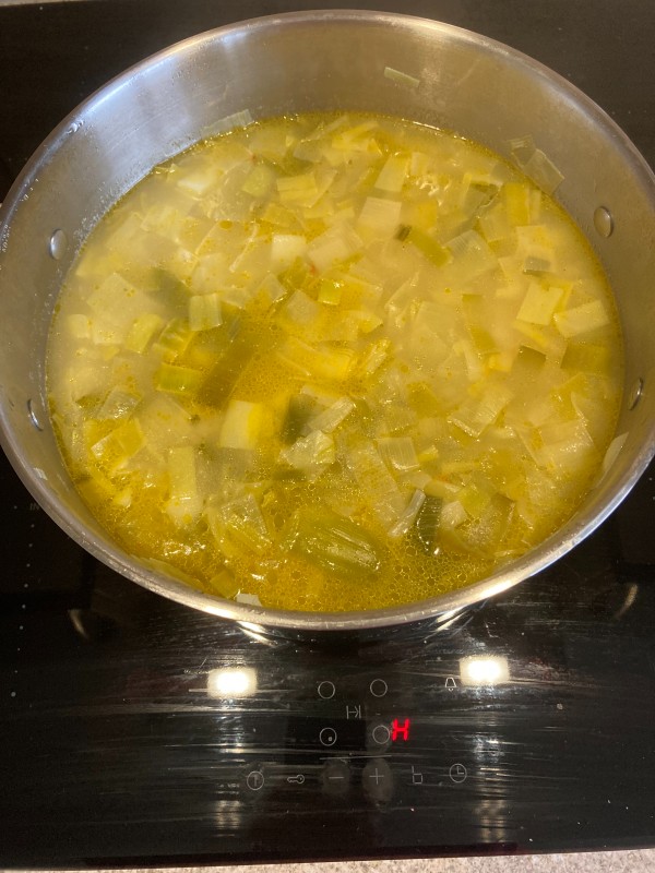 Leek and Potato Soup cooking